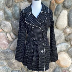 Maurices Black & White Polka Dot Spring Jacket Coat Medium